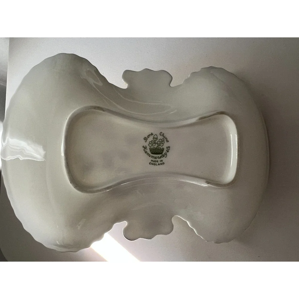 Hammersley & Co. Bone China Gold‎ Floral Candy Nut Dish Handle Gold Trim MCM